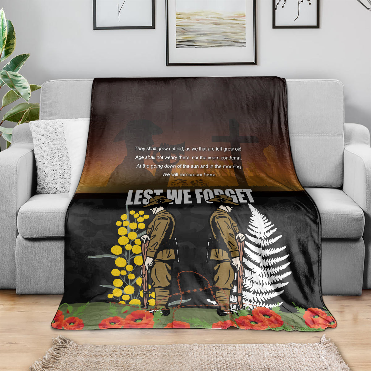 New Zealand and Australia ANZAC Day Blanket Soldier and Last Post Camouflage Pattern