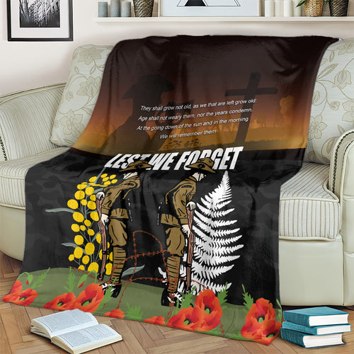 New Zealand and Australia ANZAC Day Blanket Soldier and Last Post Camouflage Pattern