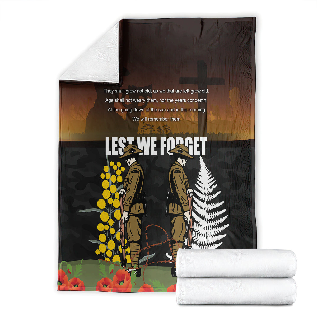 New Zealand and Australia ANZAC Day Blanket Soldier and Last Post Camouflage Pattern