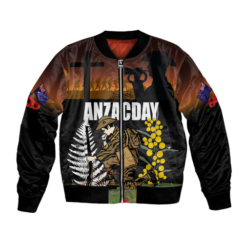 New Zealand and Australia ANZAC Day Bomber Jacket Soldier and Last Post Camouflage Pattern