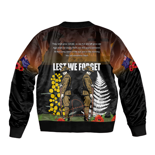 New Zealand and Australia ANZAC Day Bomber Jacket Soldier and Last Post Camouflage Pattern