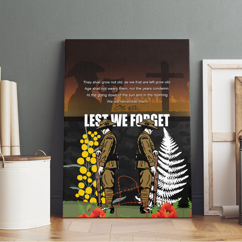 New Zealand and Australia ANZAC Day Canvas Wall Art Soldier and Last Post Camouflage Pattern