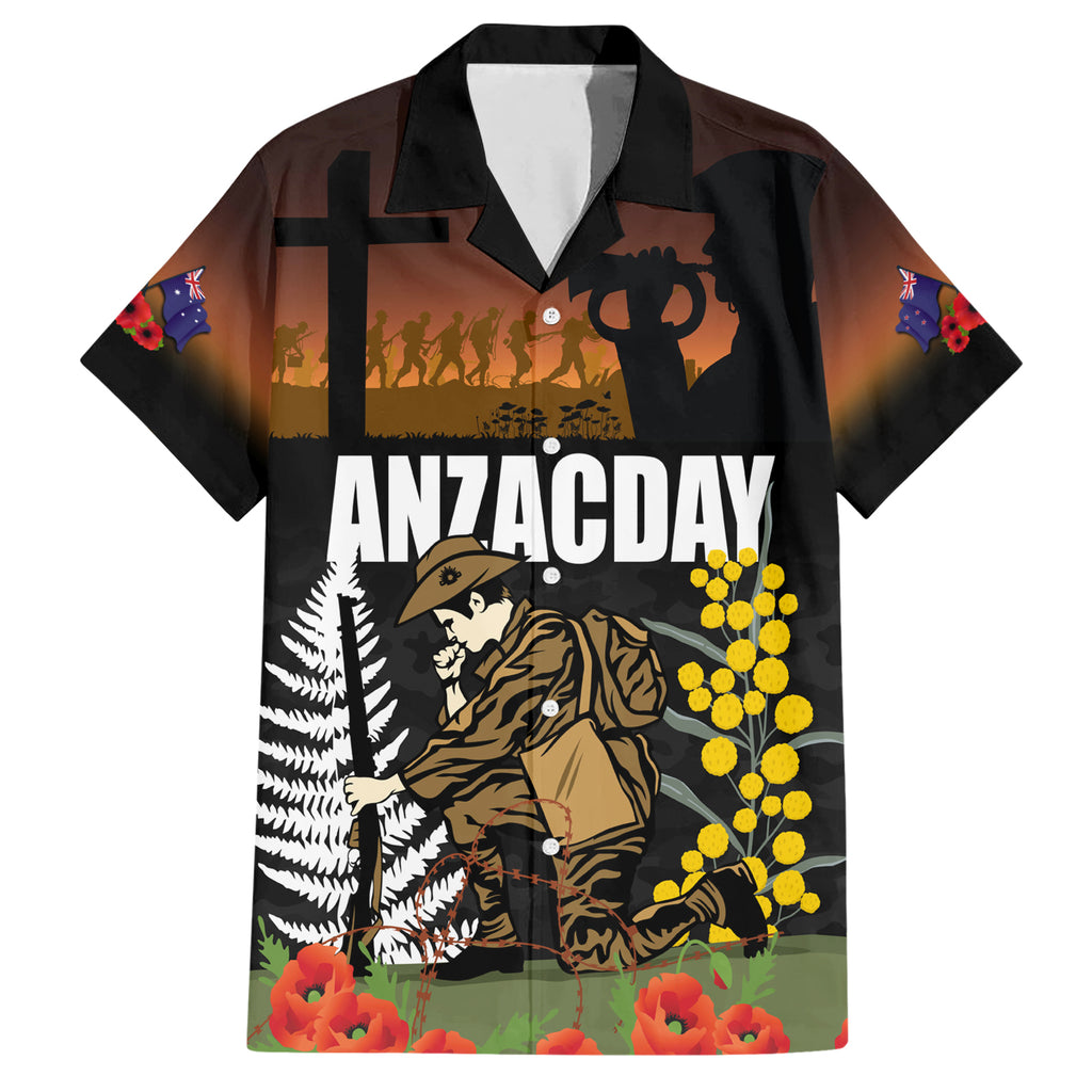 New Zealand and Australia ANZAC Day Hawaiian Shirt Soldier and Last Post Camouflage Pattern