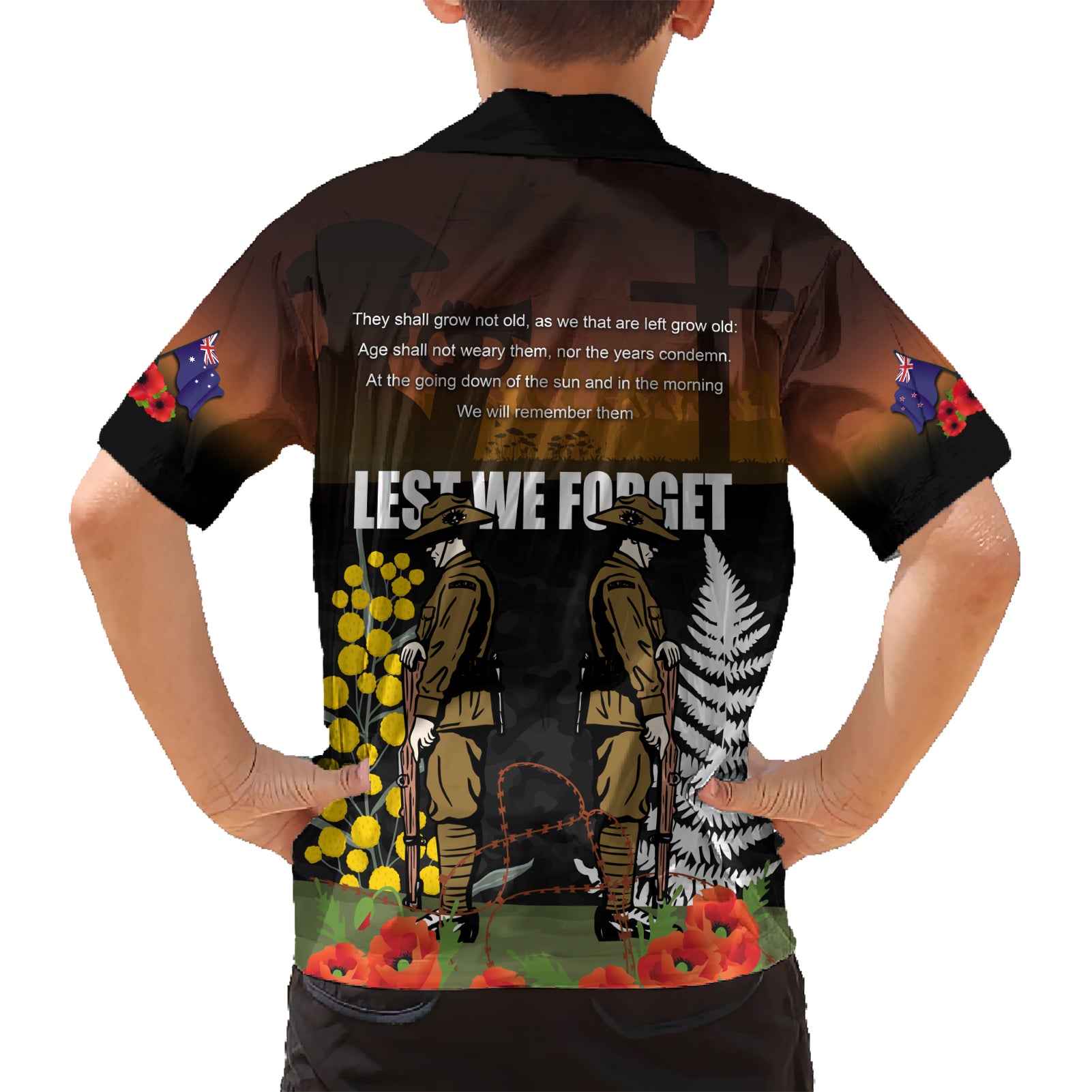 New Zealand and Australia ANZAC Day Hawaiian Shirt Soldier and Last Post Camouflage Pattern