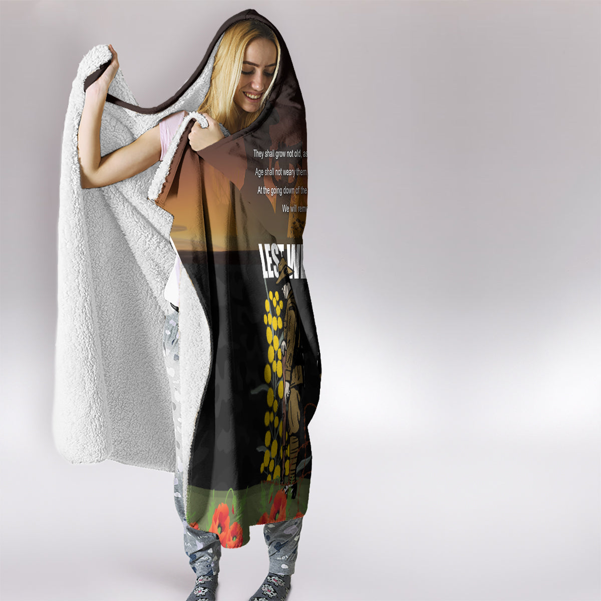 New Zealand and Australia ANZAC Day Hooded Blanket Soldier and Last Post Camouflage Pattern