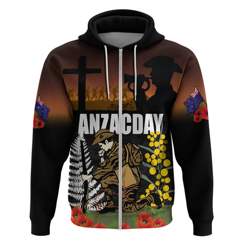 New Zealand and Australia ANZAC Day Hoodie Soldier and Last Post Camouflage Pattern