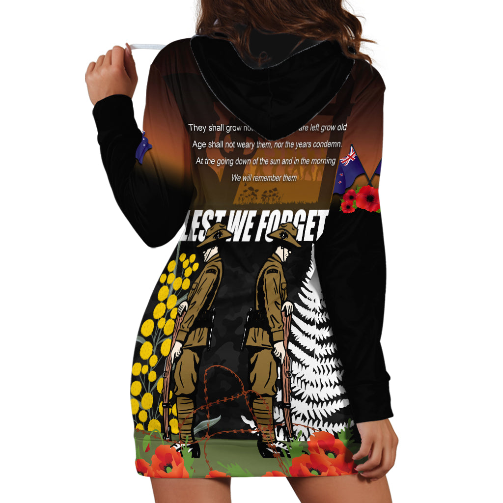 New Zealand and Australia ANZAC Day Hoodie Dress Soldier and Last Post Camouflage Pattern