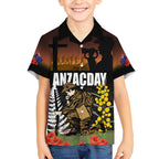 New Zealand and Australia ANZAC Day Kid Hawaiian Shirt Soldier and Last Post Camouflage Pattern