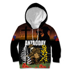 New Zealand and Australia ANZAC Day Kid Hoodie Soldier and Last Post Camouflage Pattern