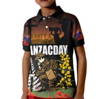 New Zealand and Australia ANZAC Day Kid Polo Shirt Soldier and Last Post Camouflage Pattern