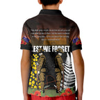 New Zealand and Australia ANZAC Day Kid Polo Shirt Soldier and Last Post Camouflage Pattern
