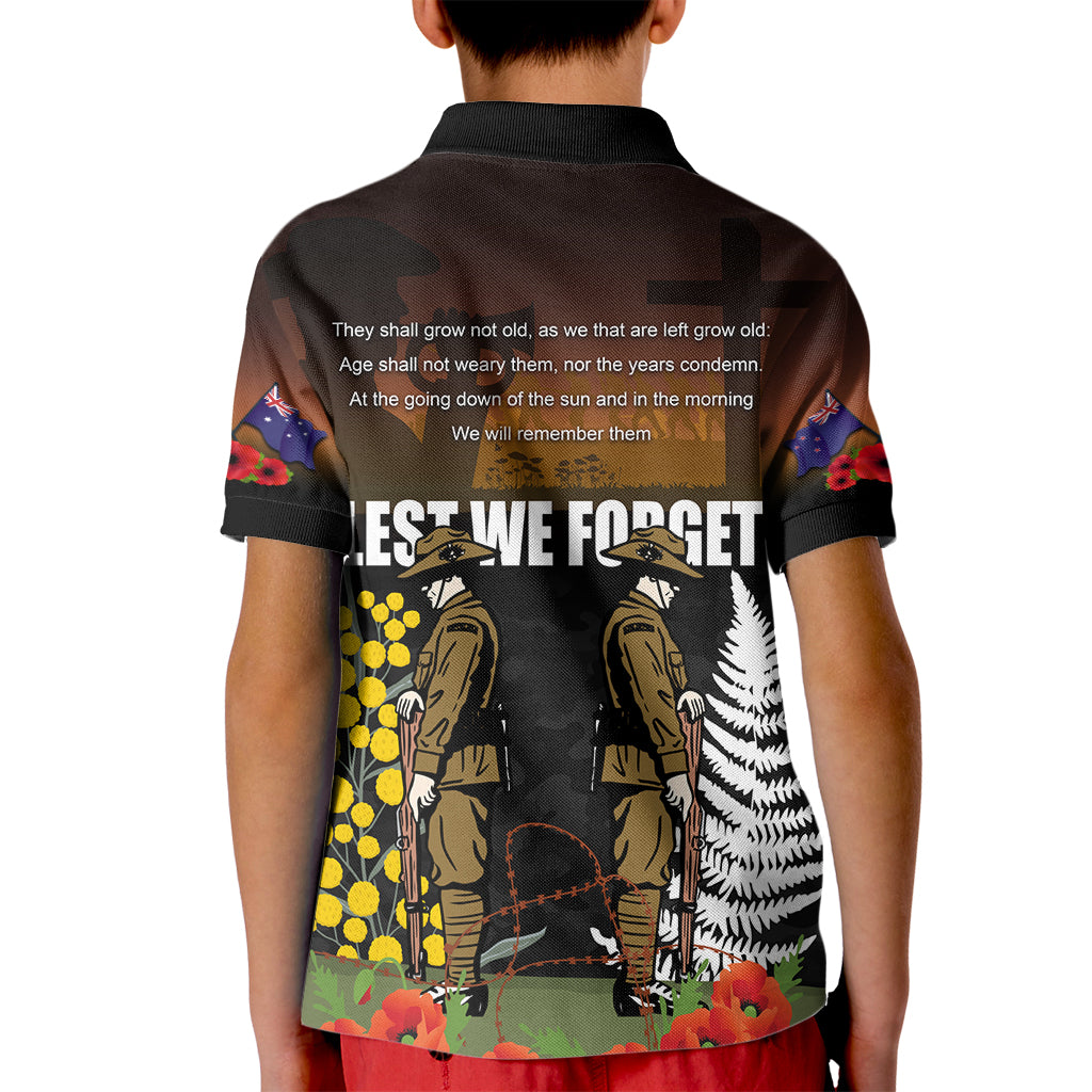 New Zealand and Australia ANZAC Day Kid Polo Shirt Soldier and Last Post Camouflage Pattern