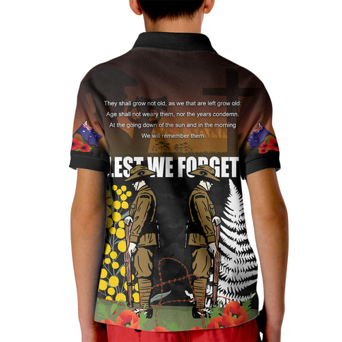 New Zealand and Australia ANZAC Day Kid Polo Shirt Soldier and Last Post Camouflage Pattern