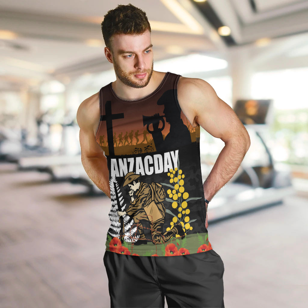 New Zealand and Australia ANZAC Day Men Tank Top Soldier and Last Post Camouflage Pattern