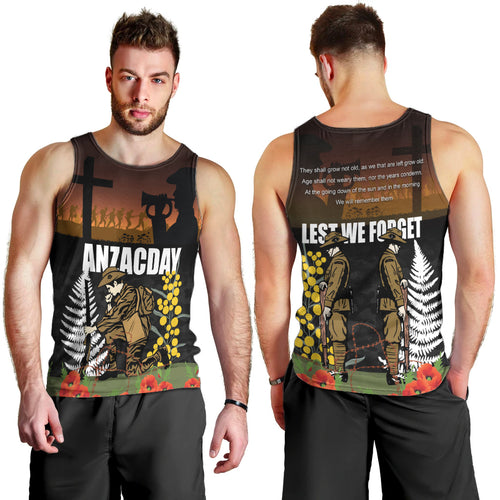 New Zealand and Australia ANZAC Day Men Tank Top Soldier and Last Post Camouflage Pattern