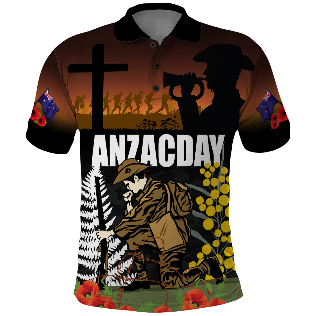 New Zealand and Australia ANZAC Day Polo Shirt Soldier and Last Post Camouflage Pattern