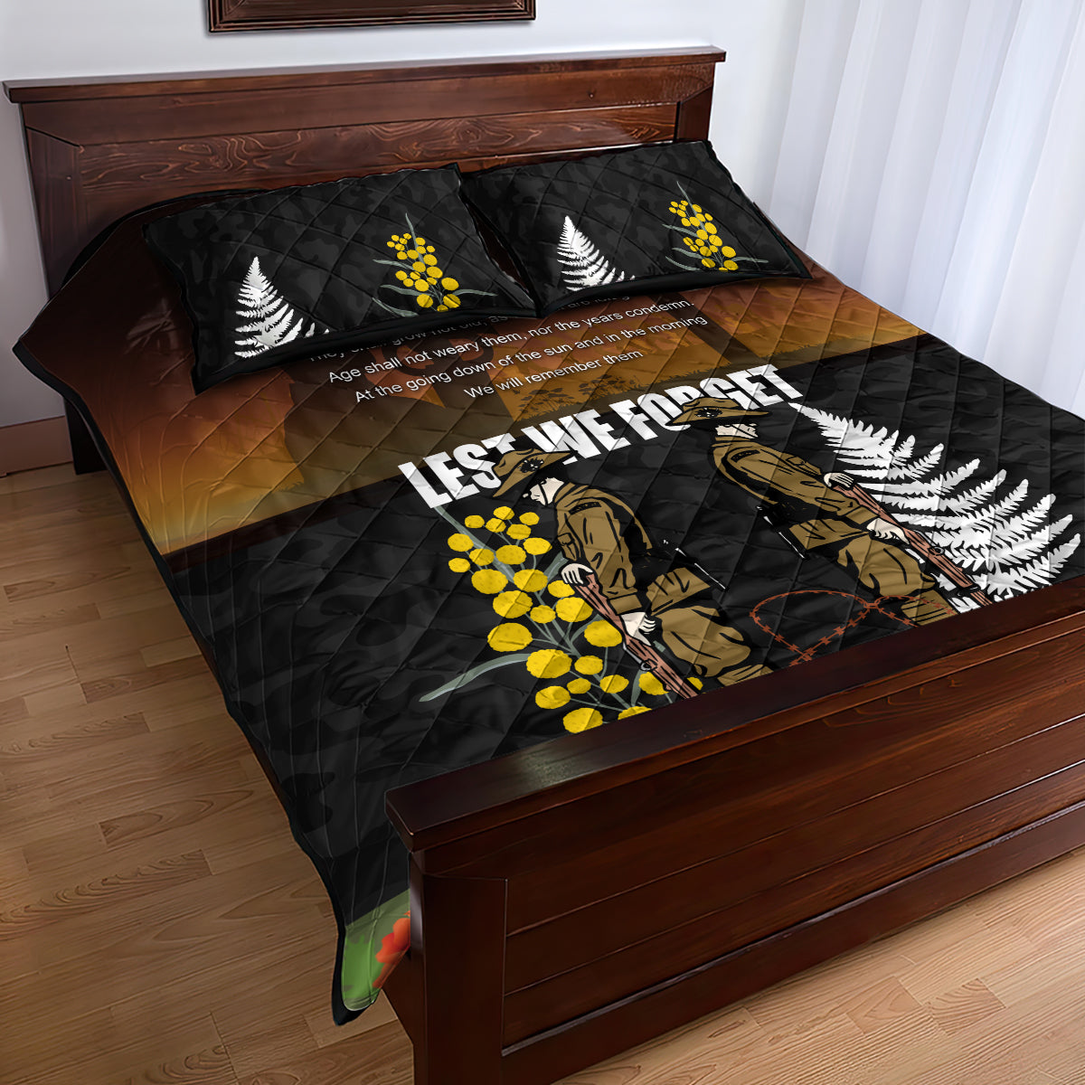 New Zealand and Australia ANZAC Day Quilt Bed Set Soldier and Last Post Camouflage Pattern