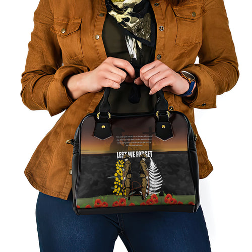 New Zealand and Australia ANZAC Day Shoulder Handbag Soldier and Last Post Camouflage Pattern