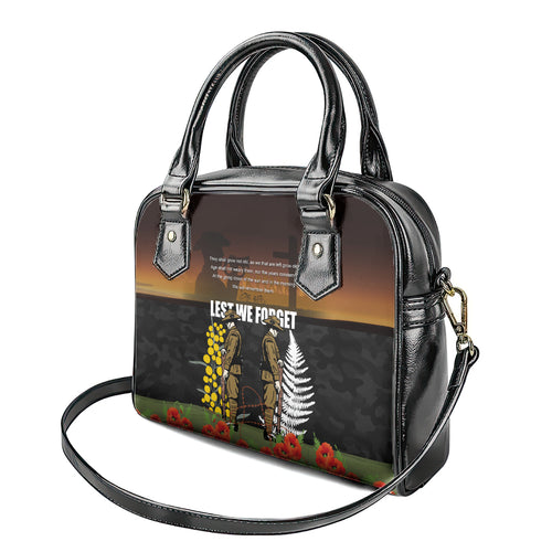 New Zealand and Australia ANZAC Day Shoulder Handbag Soldier and Last Post Camouflage Pattern