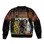 New Zealand and Australia ANZAC Day Sleeve Zip Bomber Jacket Soldier and Last Post Camouflage Pattern