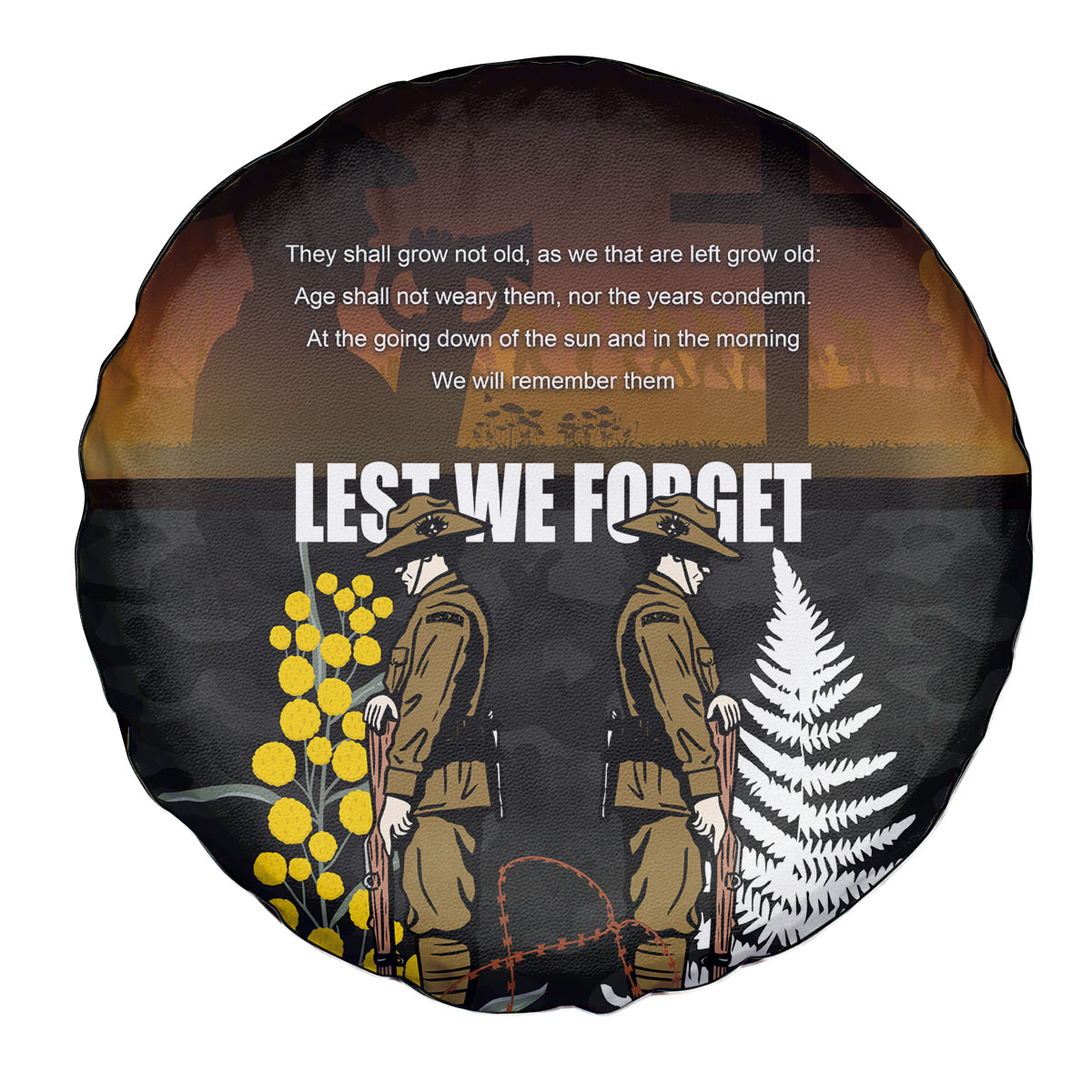 New Zealand and Australia ANZAC Day Spare Tire Cover Soldier and Last Post Camouflage Pattern