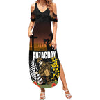 New Zealand and Australia ANZAC Day Summer Maxi Dress Soldier and Last Post Camouflage Pattern