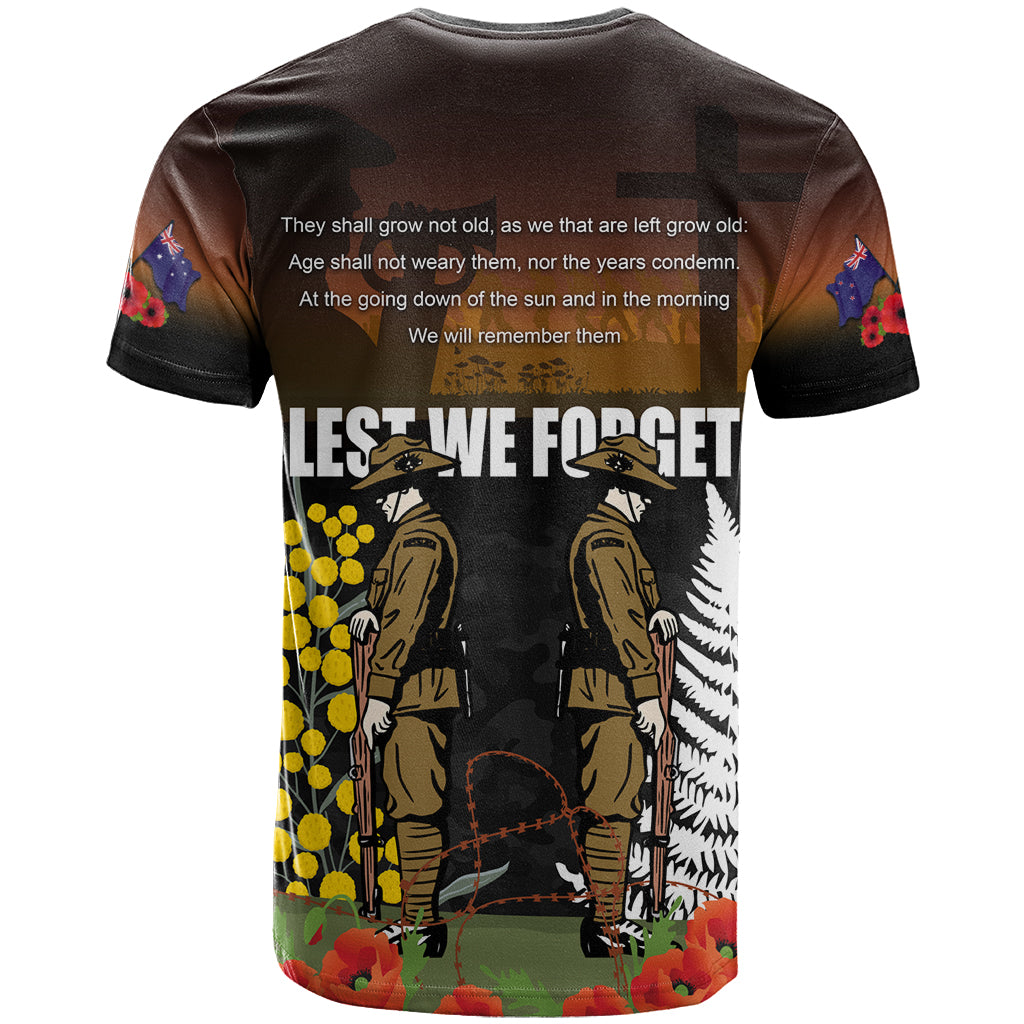 New Zealand and Australia ANZAC Day T Shirt Soldier and Last Post Camouflage Pattern