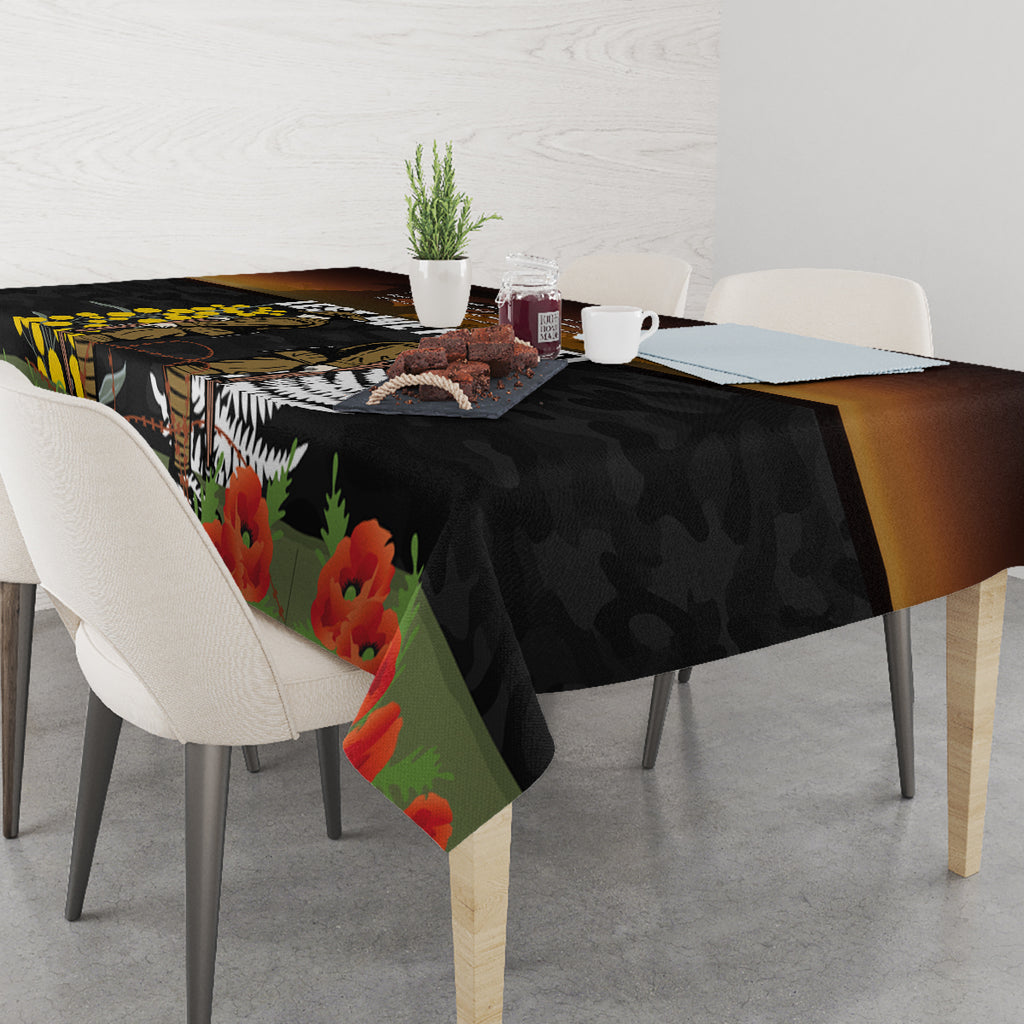 New Zealand and Australia ANZAC Day Tablecloth Soldier and Last Post Camouflage Pattern