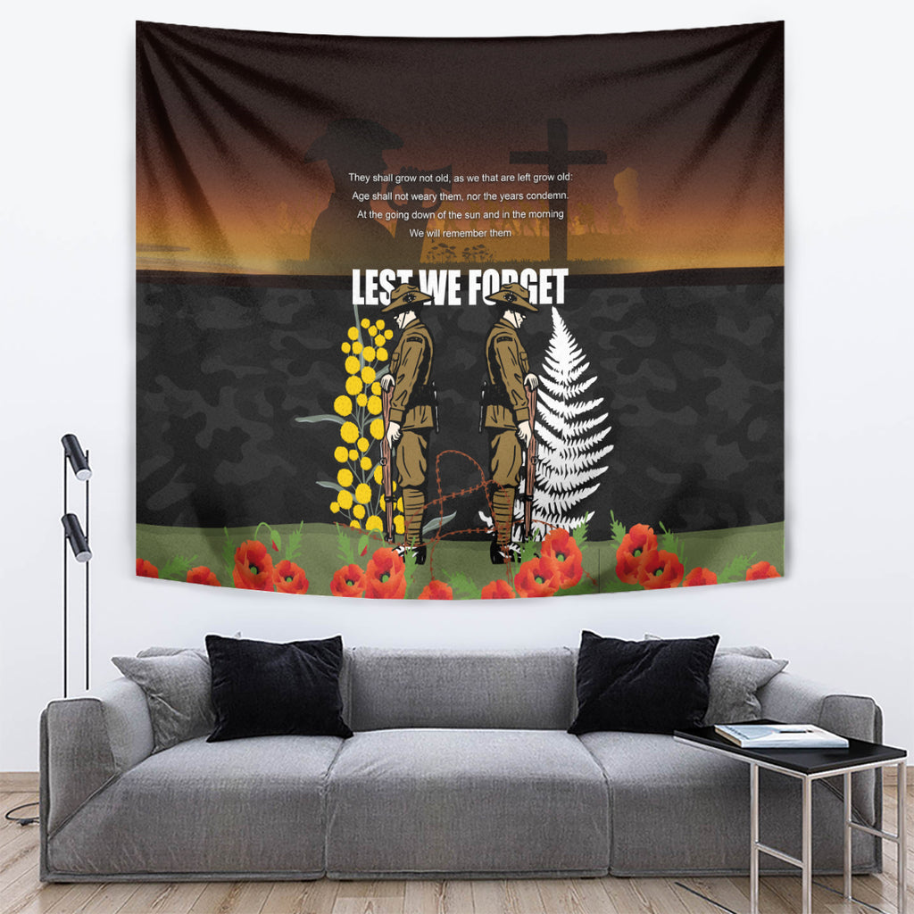 New Zealand and Australia ANZAC Day Tapestry Soldier and Last Post Camouflage Pattern