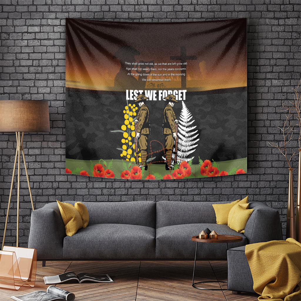 New Zealand and Australia ANZAC Day Tapestry Soldier and Last Post Camouflage Pattern