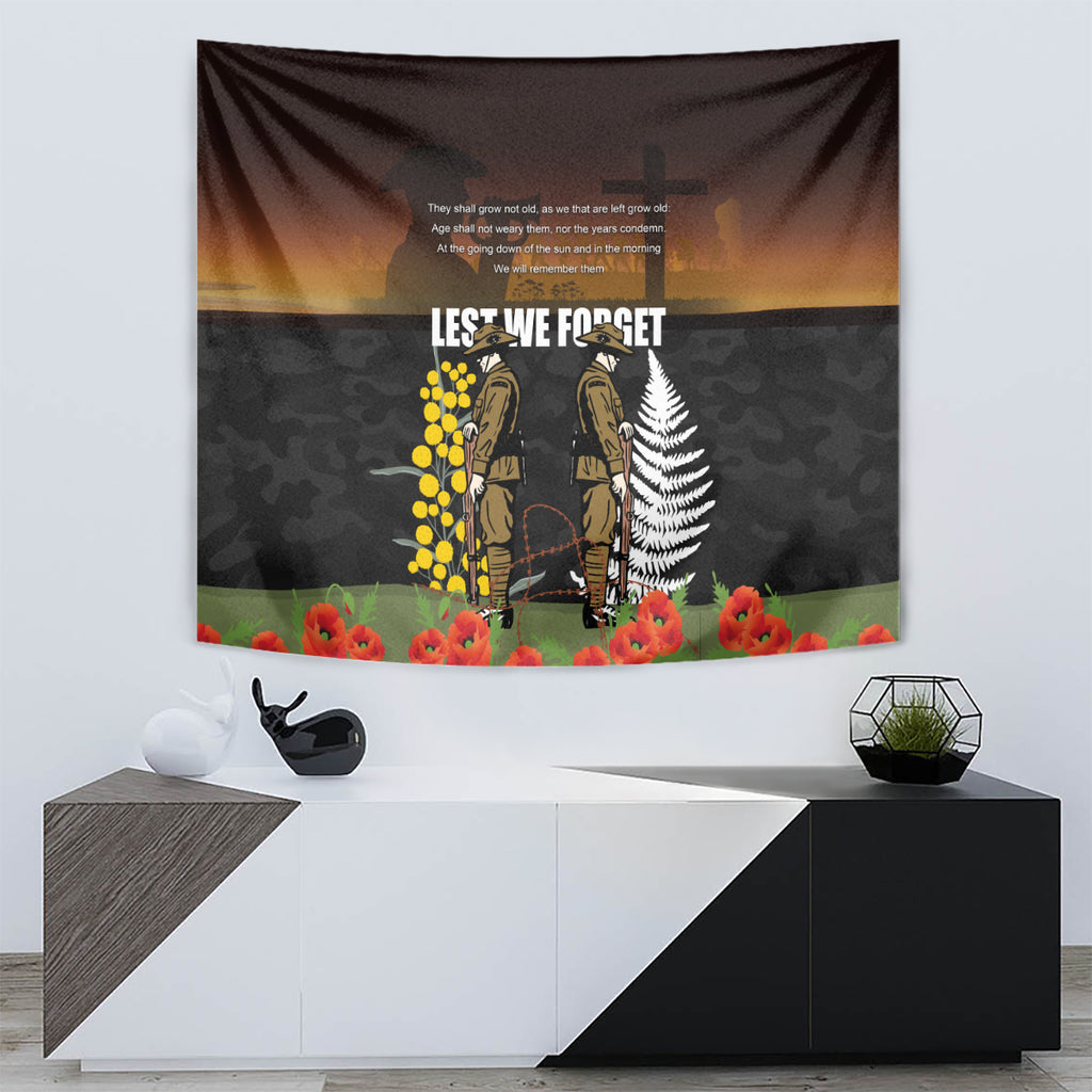 New Zealand and Australia ANZAC Day Tapestry Soldier and Last Post Camouflage Pattern