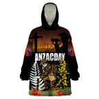 New Zealand and Australia ANZAC Day Wearable Blanket Hoodie Soldier and Last Post Camouflage Pattern
