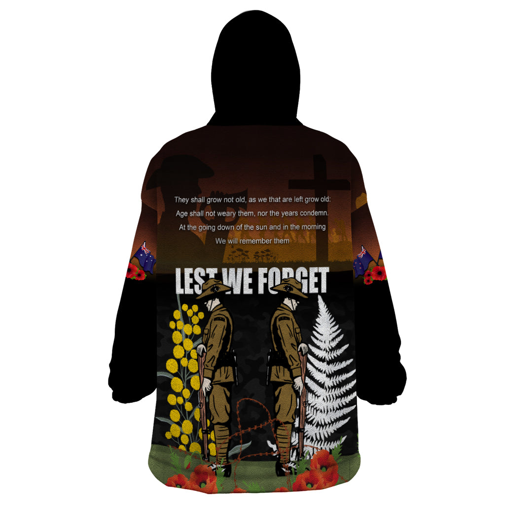 New Zealand and Australia ANZAC Day Wearable Blanket Hoodie Soldier and Last Post Camouflage Pattern