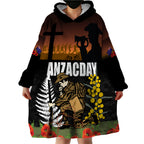 New Zealand and Australia ANZAC Day Wearable Blanket Hoodie Soldier and Last Post Camouflage Pattern