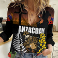 New Zealand and Australia ANZAC Day Women Casual Shirt Soldier and Last Post Camouflage Pattern