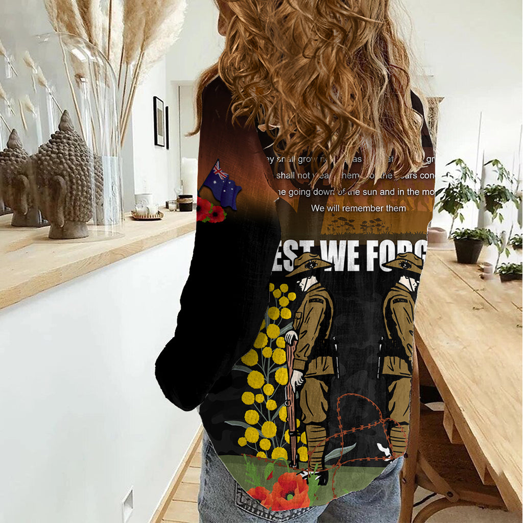 New Zealand and Australia ANZAC Day Women Casual Shirt Soldier and Last Post Camouflage Pattern