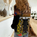 New Zealand and Australia ANZAC Day Women Casual Shirt Soldier and Last Post Camouflage Pattern
