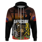 New Zealand and Australia ANZAC Day Zip Hoodie Soldier and Last Post Camouflage Pattern