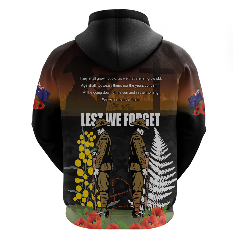 New Zealand and Australia ANZAC Day Zip Hoodie Soldier and Last Post Camouflage Pattern