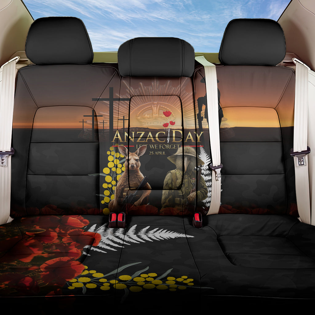 New Zealand and Australia ANZAC Day Back Car Seat Cover Kiwi Bird and Kangaroo Soldier