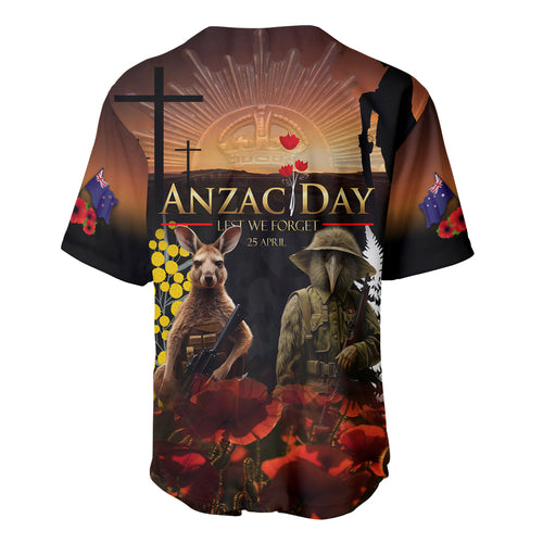 New Zealand and Australia ANZAC Day Baseball Jersey Kiwi Bird and Kangaroo Soldier