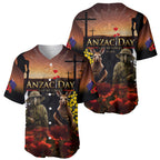 New Zealand and Australia ANZAC Day Baseball Jersey Kiwi Bird and Kangaroo Soldier