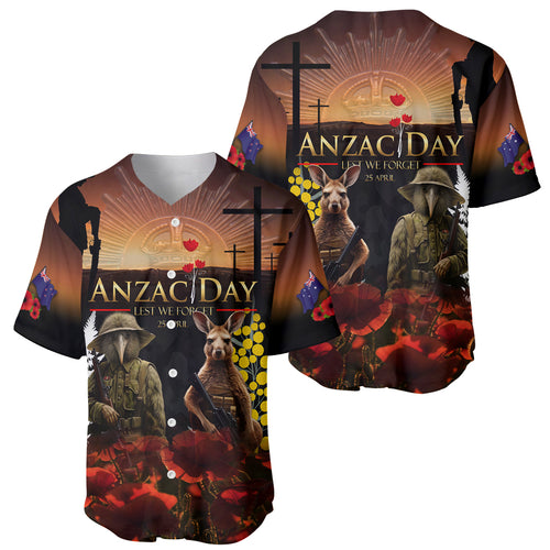 New Zealand and Australia ANZAC Day Baseball Jersey Kiwi Bird and Kangaroo Soldier