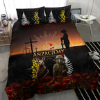New Zealand and Australia ANZAC Day Bedding Set Kiwi Bird and Kangaroo Soldier