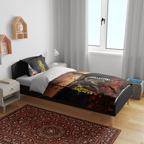 New Zealand and Australia ANZAC Day Bedding Set Kiwi Bird and Kangaroo Soldier