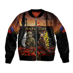 New Zealand and Australia ANZAC Day Bomber Jacket Kiwi Bird and Kangaroo Soldier