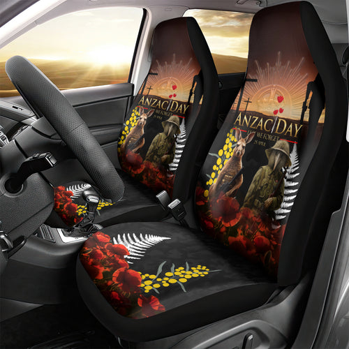 New Zealand and Australia ANZAC Day Car Seat Cover Kiwi Bird and Kangaroo Soldier