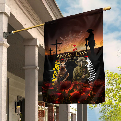 New Zealand and Australia ANZAC Day Garden Flag Kiwi Bird and Kangaroo Soldier