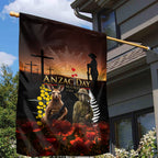 New Zealand and Australia ANZAC Day Garden Flag Kiwi Bird and Kangaroo Soldier