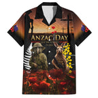 New Zealand and Australia ANZAC Day Hawaiian Shirt Kiwi Bird and Kangaroo Soldier